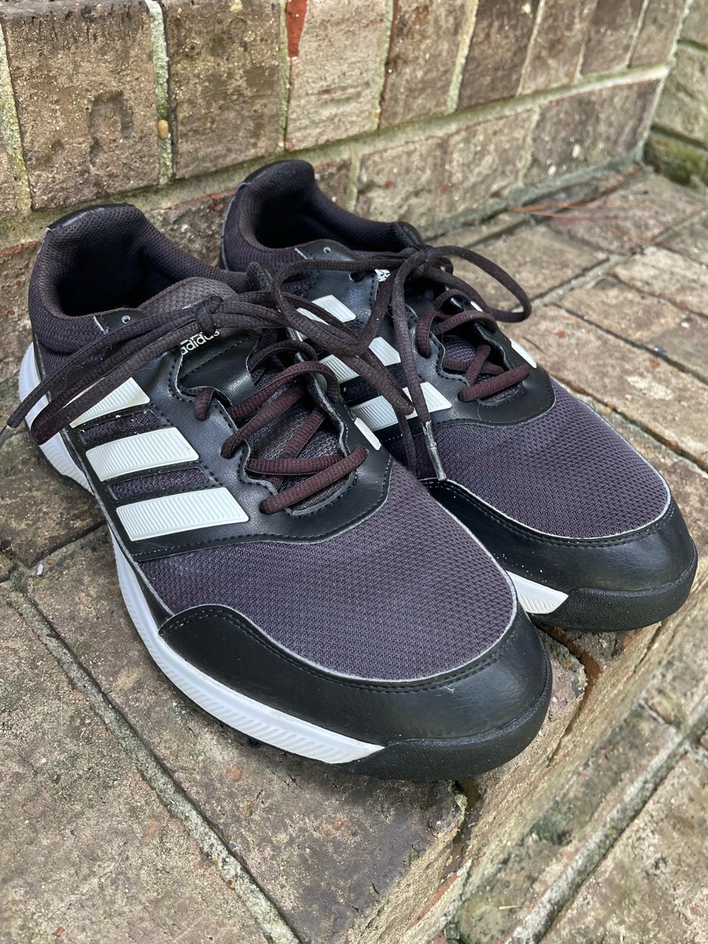Adidas Men’s Black White Spiked Golf Shoes Lace Up Athletic